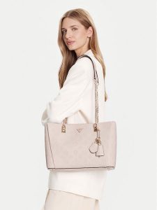 Guess Torebka Tisha HWPD77 64230 Beżowy. Brązowe torebki klasyczne Guess, z aplikacjami, ze skóry, bez dodatków. Za 419,99 zł.