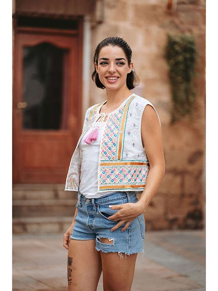 Isla Bonita by SIGRIS Kamizelka ze wzorem rozmiar: L. Kamizelki Isla Bonita by SIGRIS, l, bez wzorów, z bawełny, bez kołnierzyka, bez ramiączek, bez kaptura. Za 138,87 zł.