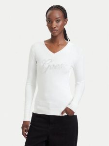 Guess Sweter W6YR29 Z0977 Kremowy Regular Fit. Białe swetry klasyczne Guess, xl, z wiskozy, bez kołnierzyka. Za 344,99 zł.
