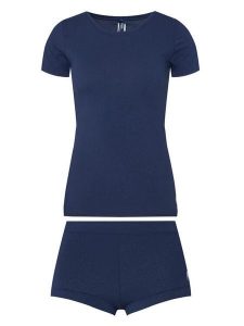 Polo Ralph Lauren Piżama 4P0719 Granatowy Regular Fit. Niebieskie piżamy Polo Ralph Lauren, bez wzorów, z bawełny, bez ramiączek. Za 509,99 zł.