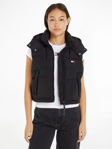 TOMMY JEANS Kamizelka w kolorze czarnym rozmiar: L. Czarne kamizelki Tommy Jeans, l, bez wzorów, z jeansu, bez kołnierzyka, bez ramiączek, bez kaptura. Za 329,42 zł.
