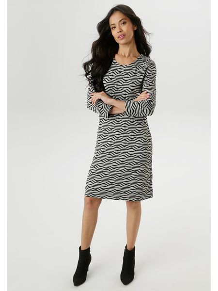 Aniston Sukienka w kolorze szaro-czarnym rozmiar: 40. Szare sukienki Aniston, na co dzień, bez wzorów, bez kołnierzyka, bez ramiączek, midi, proste. Za 104,64 zł.