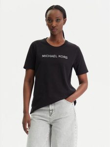 MICHAEL Michael Kors T-Shirt MR651QP97J Czarny Regular Fit. Czarne t-shirty MICHAEL Michael Kors, m, bez wzorów, z bawełny, bez kołnierzyka, bez ramiączek. Za 289,99 zł.