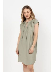 Awama Sukienka w kolorze jasnozielonym rozmiar: XL. Zielone sukienki Awama, xl, bez wzorów, bez kołnierzyka, bez ramiączek, midi. Za 149,31 zł.