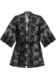 Kimono. Czarne szlafroki bonprix, bez wzorów, z koronki, bez kaptura. Za 124,99 zł.