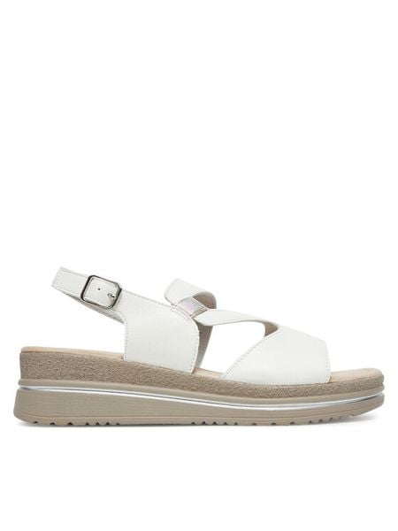 Clara Barson Sandały WS2506-04 Biały. Białe sandały Clara Barson, bez wzorów, z materiału, bez obcasa, na koturnie, bez zapięcia. Za 119,99 zł.