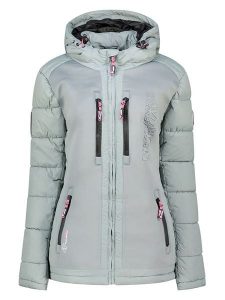 Geographical Norway Kurtka zimowa "Beachwood" w kolorze szarym rozmiar: S. Szare kurtki Geographical Norway, na zimę, s, z aplikacjami, z puchu, bez kaptura. Za 275,40 zł.