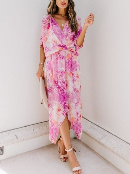 LA Angels Sukienka w kolorze różowo-kremowym rozmiar: XL. Brązowe sukienki LA Angels, xl, bez wzorów, bez kołnierzyka, bez ramiączek, maxi, kopertowe. Za 191,88 zł.