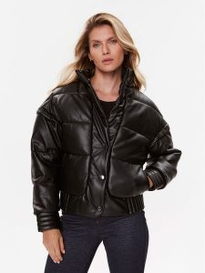 Guess Kurtka zimowa Ivana W3BL12 WFSP0 Czarny Regular Fit. Czarne kurtki Guess, na zimę, xxl, z aplikacjami, ze skóry, bez kaptura. Za 589,99 zł.