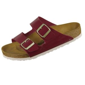 Klapki damskie Birkenstock Arizona BS Birko-flor. Czerwone klapki Birkenstock, bez wzorów, z syntetyku, bez obcasa. Za 287,00 zł.
