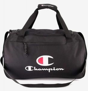 Torba sportowa Champion 52 x 28 x 28 cm. Czarne torby podróżne i sportowe Champion, bez wzorów, z poliesteru, na ramię. Za 229,99 zł.
