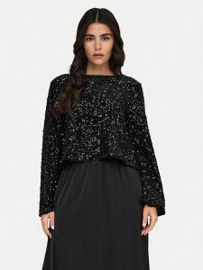 JDY Bluzka Sara 15337655 Czarny Regular Fit. Czarne bluzki JDY, xl, bez wzorów, z syntetyku, bez kołnierzyka, bez ramiączek. Za 139,99 zł.