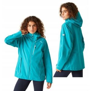 Kurtka przeciwdeszczowa damska Birchdale. Niebieskie kurtki Regatta, bez wzorów, z poliesteru, bez kaptura. W wyprzedaży za 342,50 zł.