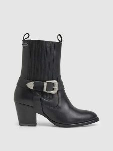 Pepe Jeans FOOTWEAR Skórzane botki "Luna Rock" w kolorze czarnym rozmiar: 37. Czarne botki Pepe Jeans FOOTWEAR, bez wzorów, z jeansu, bez obcasa, bez zapięcia. Za 205,93 zł.