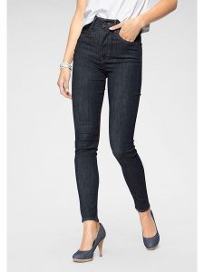 Levi's Dżinsy - Super Skinny fit - w kolorze granatowym rozmiar: W25/L30. Niebieskie jeansy Levi's®, z aplikacjami, z podwyższonym stanem. Za 192,79 zł.