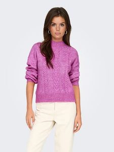 JDY Sweter w kolorze fioletowym rozmiar: XL. Różowe swetry oversize JDY, xl, bez wzorów, ze splotem, bez ramiączek. Za 74,63 zł.