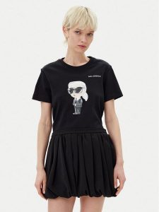 KARL LAGERFELD T-Shirt A1W17130 Czarny Regular Fit. Czarne t-shirty KARL LAGERFELD, xs, bez wzorów, z bawełny, bez kołnierzyka, bez ramiączek. Za 259,99 zł.