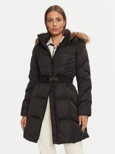 Guess Płaszcz zimowy New Olga W4BL40 WEX52 Czarny Regular Fit. Czarne płaszcze Guess, na zimę, xl, z aplikacjami, z syntetyku, bez kaptura. Za 559,99 zł.