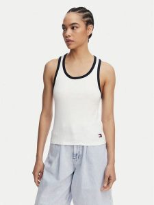 Tommy Hilfiger Top UW0UW06308 Biały Regular Fit. Białe topy TOMMY HILFIGER, m, bez wzorów, z bawełny, bez kołnierzyka, bez ramiączek. Za 169,99 zł.