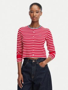 Tommy Jeans Kardigan DW0DW22805 Czerwony Slim Fit. Czerwone kardigany Tommy Jeans, z jeansu. Za 229,99 zł.