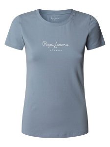Pepe Jeans Koszulka "New Virgina" w kolorze szaroniebieskim rozmiar: M. Niebieskie bluzki Pepe Jeans, m, bez wzorów, z jeansu, bez kołnierzyka, bez ramiączek. Za 83,42 zł.