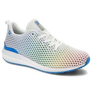 Kolorowe Sneakersy Rieker Wygodne Buty Damskie. Białe buty sportowe Rieker, z aplikacjami, bez zapięcia. Za 259,00 zł.