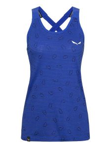 Salewa Top "Lavaredo" w kolorze niebieskim rozmiar: 42. Niebieskie topy Salewa, bez wzorów, z bawełny, bez kołnierzyka, bez ramiączek. Za 66,00 zł.
