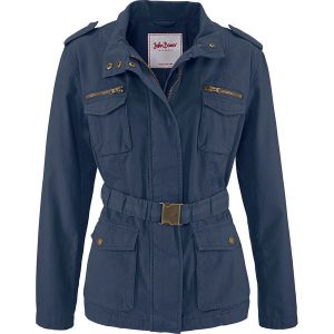 Kurtka z kanwy, z paskiem bonprix ciemnoniebieski. Niebieskie kurtki bonprix. Za 74,99 zł.
