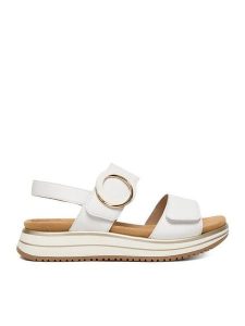 Remonte Sandały CEO-D1J63-80 Biały. Białe sandały Remonte, bez wzorów, ze skóry, bez obcasa, na płaskiej podeszwie, bez zapięcia. Za 369,99 zł.