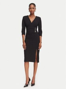 Rinascimento Sukienka koktajlowa CFC0020495002 Czarny Slim Fit. Czarne sukienki Rinascimento, l, bez wzorów, z syntetyku, wizytowe, bez kołnierzyka, bez ramiączek. Za 629,99 zł.
