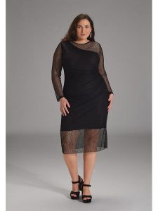 SWING Sukienka w kolorze czarnym rozmiar: 42. Czarne sukienki Swing, bez wzorów, bez kołnierzyka, bez ramiączek, midi. Za 315,45 zł.