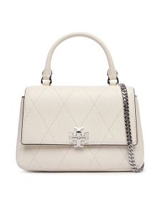 Tory Burch Torebka Charlie Quilted Mini Top Handle Chain Wallet 186032 Kremowy. Białe kuferki Tory Burch, bez wzorów, ze skóry, bez dodatków. Za 2 024,00 zł.