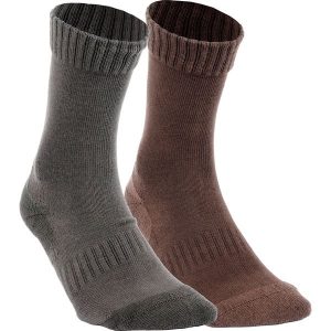 Skarpety Solognac ACT 100 długie X2. Skarpetki SOLOGNAC, bez wzorów, z bawełny. W wyprzedaży za 14,99 zł.