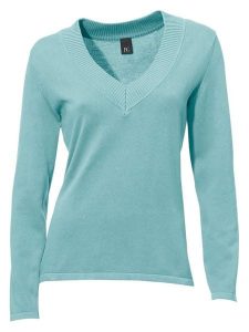 Heine Sweter w kolorze turkusowym rozmiar: 40. Niebieskie długie swetry Heine, z bawełny, bez kołnierzyka. Za 57,60 zł.