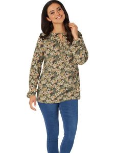 WITT WEIDEN Bluzka w kolorze oliwkowo-jasnobrązowym rozmiar: 54. Brązowe bluzki WITT WEIDEN, bez wzorów, z wiskozy, bez kołnierzyka, bez ramiączek. Za 61,45 zł.