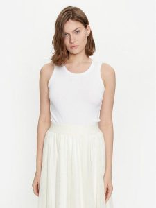 JOOP! Top 30040191 Biały Slim Fit. Białe topy JOOP!, bez wzorów, z bawełny, bez kołnierzyka, bez ramiączek. Za 129,99 zł.