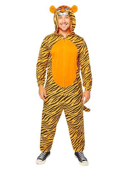 Amscan Kombinezon kostiumowy "Tiger" w kolorze pomarańczowym rozmiar: L. Pomarańczowe kombinezony Amscan, l, z aplikacjami, bez kołnierzyka, bez ramiączek. Za 109,52 zł.