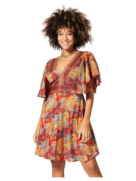 Aller Simplement Sukienka w kolorze czerwono-pomarańczowym rozmiar: 38/40. Czerwone sukienki Aller Simplement, bez wzorów, klasyczne, bez kołnierzyka, bez ramiączek, mini. Za 74,81 zł.