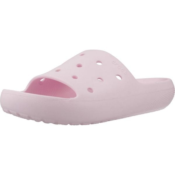Klapki Crocs Model Classic Slide V2 Kolor Rose. Czerwone klapki Crocs, bez wzorów, z gumy, bez obcasa. Za 97,99 zł.