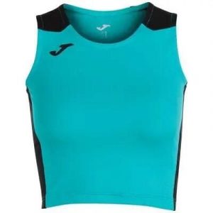 Tank top do biegania damski Joma Record II Crop top. Czarne topy JOMA, m, bez wzorów, sportowe, bez kołnierzyka, bez ramiączek. Za 73,99 zł.