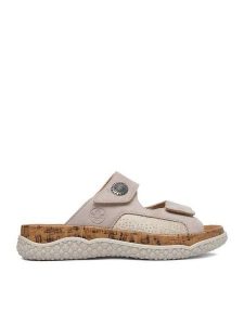 Rieker Klapki CEO-V0302-60 Beżowy. Brązowe klapki Rieker, bez wzorów, ze skóry, bez obcasa. Za 349,99 zł.