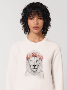 WOOOP Bluza "Festival Lion Spring" w kolorze kremowym rozmiar: S. Brązowe bluzy Wooop, s, bez wzorów, z bawełny, bez kaptura. Za 152,99 zł.