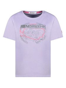 Geographical Norway Koszulka w kolorze fioletowym rozmiar: XL. Różowe bluzki Geographical Norway, xl, bez wzorów, z bawełny, bez kołnierzyka, bez ramiączek. Za 61,46 zł.