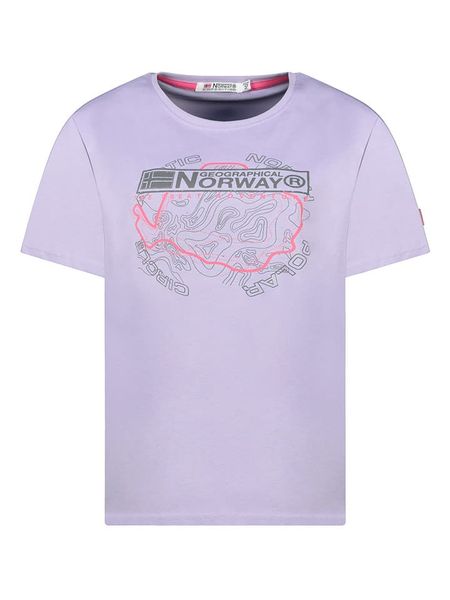 Geographical Norway Koszulka w kolorze fioletowym rozmiar: XL. Różowe bluzki Geographical Norway, xl, bez wzorów, z bawełny, bez kołnierzyka, bez ramiączek. Za 52,42 zł.