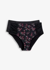 Figi bikini shape (2 pary), z poliamidu z recyklingu, silny stopień modelowania sylwetki. Czarne figi bonprix, bez wzorów, z poliamidu. Za 95,98 zł.