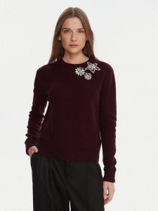 KAOS Sweter RI1KT022 Bordowy Regular Fit. Czerwone swetry klasyczne KAOS, m, z wełny, bez kołnierzyka. Za 589,99 zł.