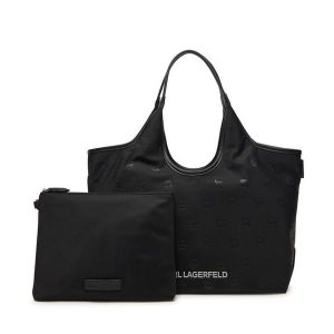 Torebka KARL LAGERFELD. Czarne shopper bag KARL LAGERFELD, bez wzorów, bez dodatków. Za 629,99 zł.