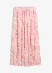Spódnica maxi z miękkiej siateczki. Czerwone spódnice bonprix, bez wzorów, maxi. Za 149,99 zł.