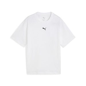Młodzieżowa koszulka Essentials Boxy PUMA White. Biała bluzki Puma, m, bez wzorów, eleganckie, bez kołnierzyka, bez ramiączek. Za 79,00 zł.