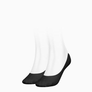 Skarpety damskie Puma FOOTIE 2-PACK. Czarne skarpetki Puma, bez wzorów, z materiału. Za 41,99 zł.